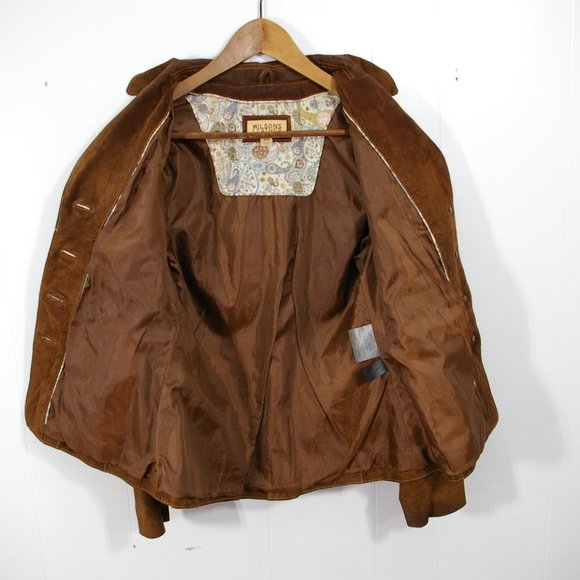 Wilsons Leather Suede Jacket Womens Extra Small Brown Leather Button Up Lined - Picture 8 of 12